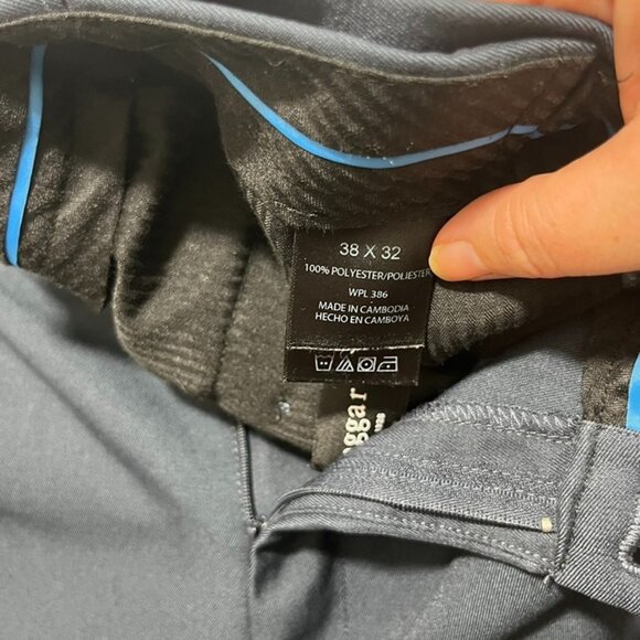 Haggar men's pants 38 navy blue slacks pleated front 31.5" inseam 100% polyester - Picture 3 of 7